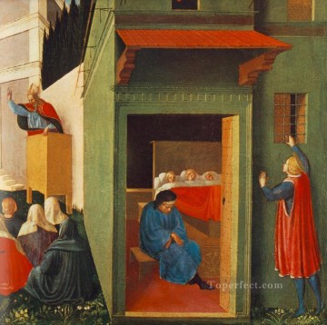 聖ニコラスが三人の貧しい少女に持参金を与えた物語 ルネサンス フラ・アンジェリコ Oil Paintings